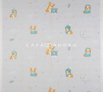 Ткань поплин 150 см 110 гр детский Корги 3062-1 (основа)