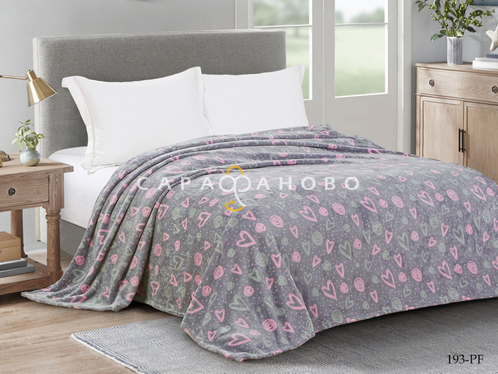 Ткань Велсофт 205 см 280 гр Сердечки (серый)