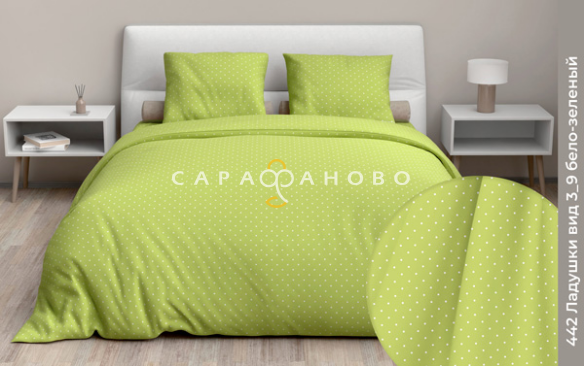 Ткань Бязь 220 см 120 гр рис. 442 Ладушки, вид 3/9, бело-зеленый