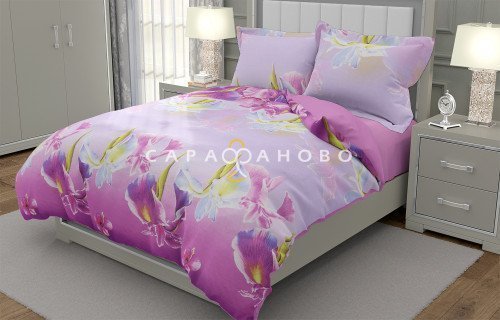 Ткань поплин 220 см "Ирисы" рис 4684 вид 1