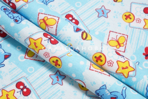 Ткань Фланель 90 см рис. 5278-1 "Игривый котенок"