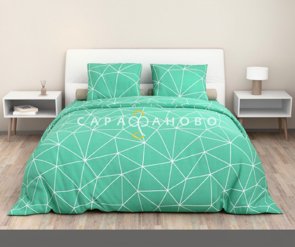 Ткань Бязь 220 см 120 гр рис 293 Полигоны, 3/3 Вид фисташковый