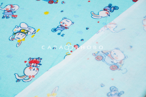 Ткань Фланель 150 см 175 гр рис 792-2 Весёлый транспорт