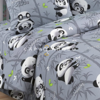 Ткань Бязь 150 см рис. 500205\2 Панды сер.