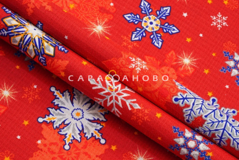 Ткань Полотно вафельное 150 см "Снежинки" рис 35033 вид 1