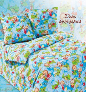 Ткань Поплин 150 Детская коллекция "День рождения" рис 4143 вид 1