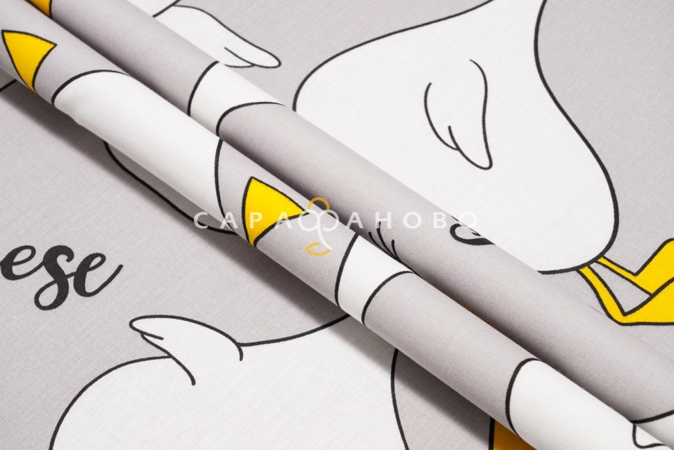 Ткань Поплин 150 см 105 гр Гуси вид 2 серые