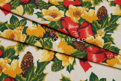 Ткань Рогожка 150 см рис. 9351-1 "Сочельник"