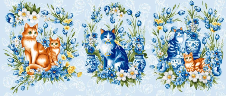 Рогожка 150 см 163 гр наб арт. 904 рис 29352-1 Декоративные котики