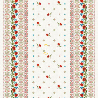 Ткань Рогожка 150 см "Маки" рис 18714 вид 1