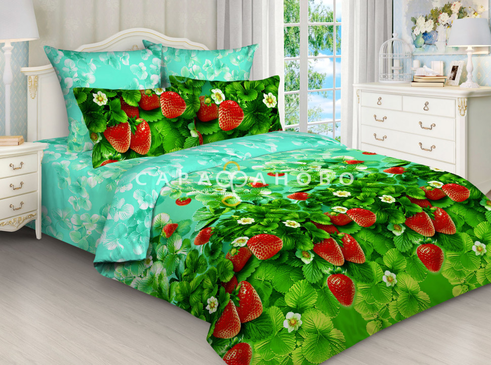Ткань Бязь 220 см 120 гр рис 3033/1 Земляника