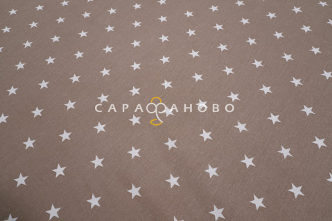Ткань Бязь 150 см рис. 7356/34 Звёзды средние(кофе)
