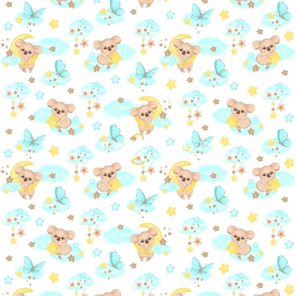 Ткань Перкаль 150 см рис 13335 вид 2 Коала Бэби